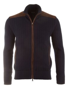 Paul & Shark Wool & Cashmere Ribbed Full Zip Cardigan Navy