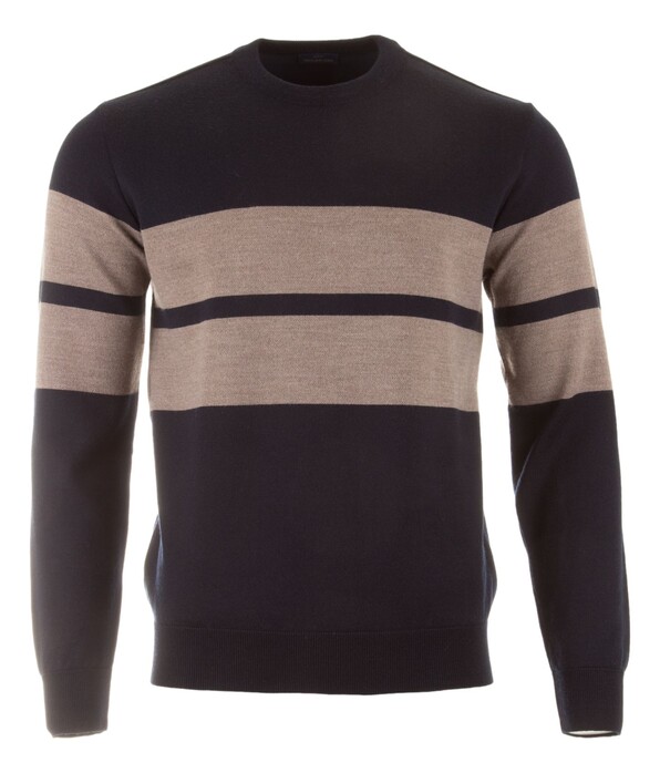 Paul & Shark Wool Crewneck Double Body Stripe Pullover Navy-Driftwood