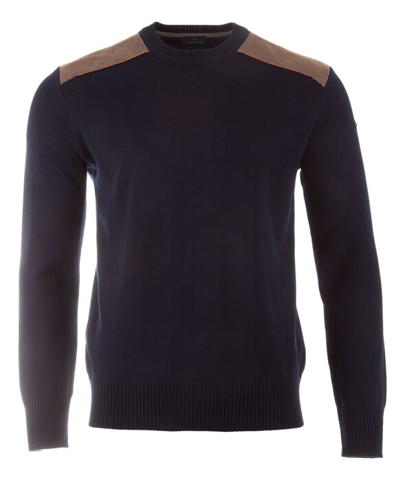 Paul & Shark Wool Crewneck Velvet Contrasts Trui Navy