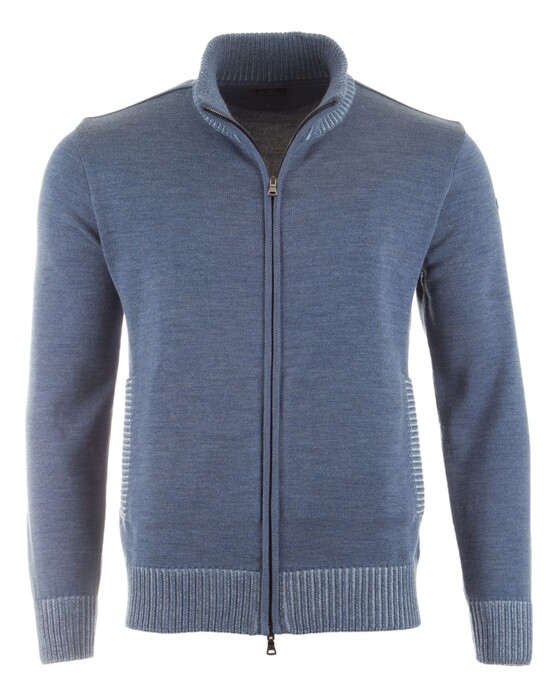 Paul & Shark Wool Full Zip Contrasting Trim Cardigan Airforce Blue