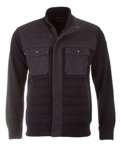 Paul & Shark Wool Full Zip Denim Contrasts Cardigan Navy