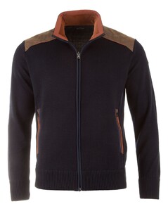 Paul & Shark Wool Full Zip Velvet Contrasts Cardigan Navy