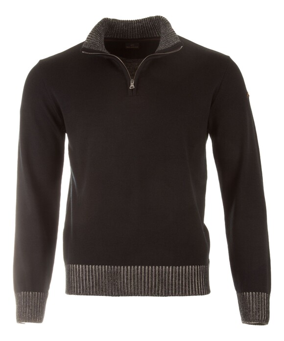 Paul & Shark Wool Half Zip Contrasting Trim Trui Zwart