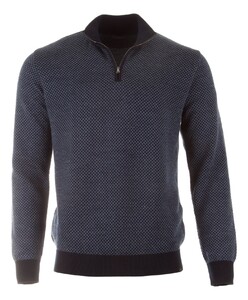 Paul & Shark Wool Half Zip Fine Diamond Pattern Pullover Navy-Blue