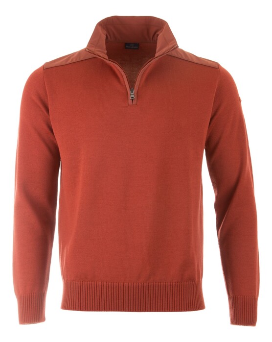 Paul & Shark Wool Half Zip Typhoon 4x4 Contrasts Pullover Brick