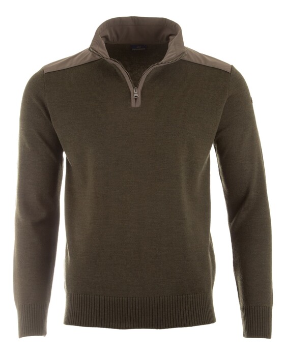 Paul & Shark Wool Half Zip Typhoon 4x4 Contrasts Trui Musk Green