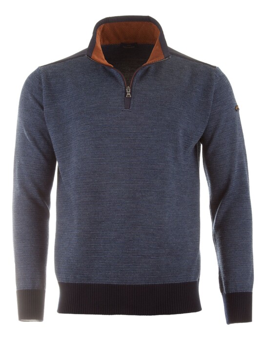 Paul & Shark Wool Half Zip Velours Contrast Pullover Blue