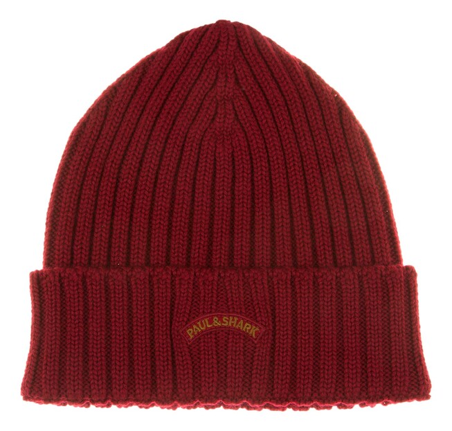 Paul & Shark Wool Moon Badge Beanie Cap / Beanie Red