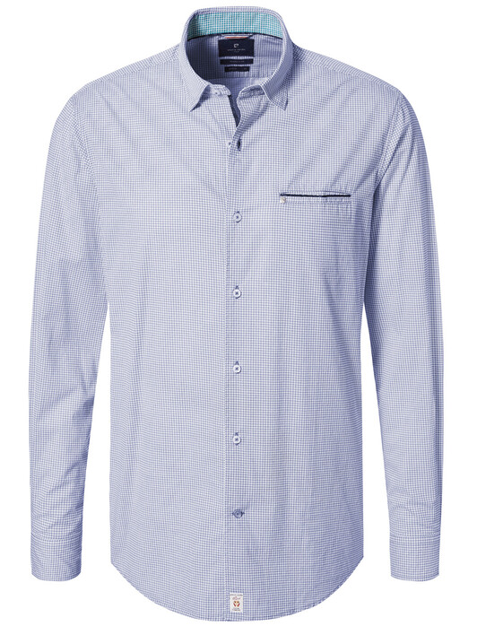 Pierre Cardin Button Under Micro Contrast Overhemd Blauw-Wit