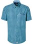 Pierre Cardin Check Short Sleeve Button Under Shirt Blue Green