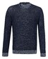 Pierre Cardin Cotton Linen Mix Faux Uni Round Neck Pullover Navy