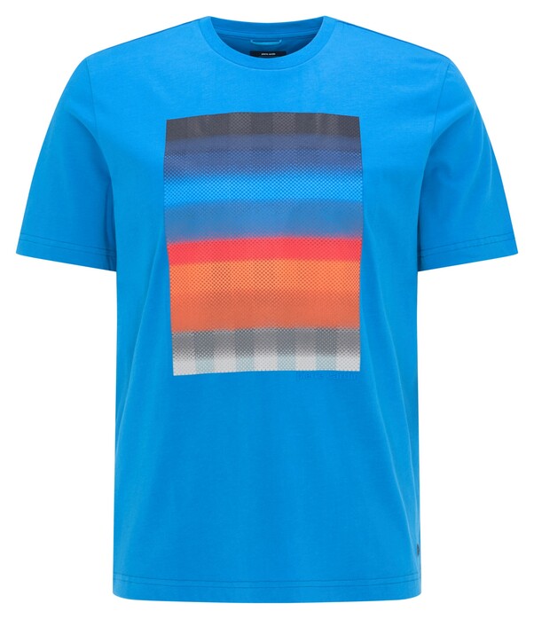 Pierre Cardin Fantasy Stripe Print Round Neck T-Shirt Brilliant Blue