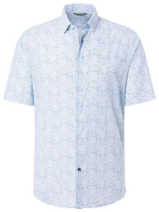 Pierre Cardin Fine Paisley Button Under Airtouch Shirt Light Blue