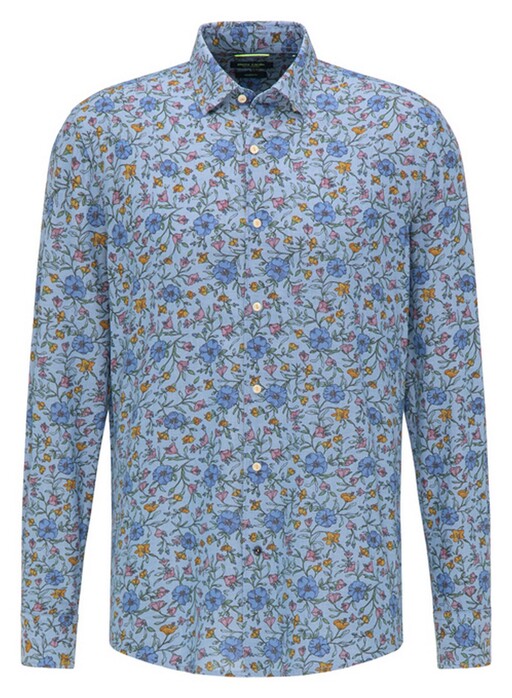 Pierre Cardin Floral Denim Academy Overhemd Blauw