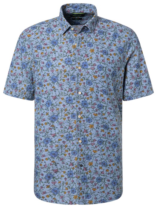 Pierre Cardin Flowers Button Under Denim Academy Overhemd Blauw