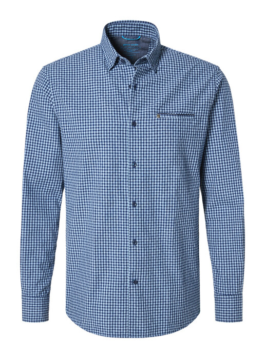 Pierre Cardin Futureflex Check Shirt Overhemd Blauw-Lichtblauw