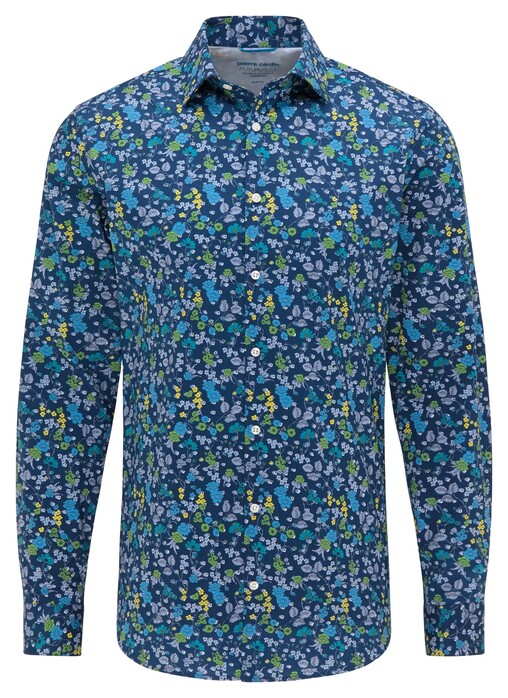 Pierre Cardin Futureflex Floral Overhemd Donker Blauw-Blauw