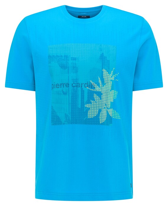 Pierre Cardin Jersey Round Neck Fantasy Print T-Shirt Bahamas Blue