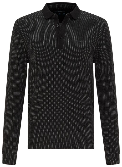 Pierre Cardin Longsleeve Micro Dot Interlock Poloshirt Black