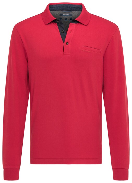 Pierre Cardin Modern Uni Longsleeve Interlock Poloshirt Scarlet