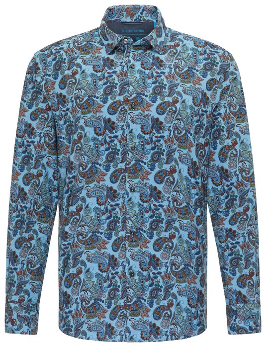 Pierre Cardin Paisley Floral Fantasy Overhemd Blauw-Multi