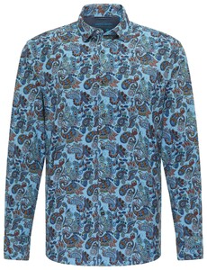 Pierre Cardin Paisley Floral Fantasy Shirt Blue-Multi