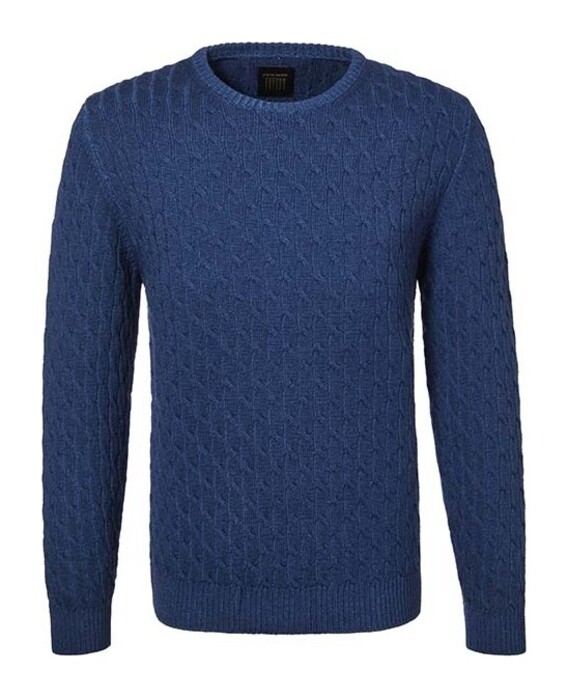 Pierre Cardin Round Neck Voyage Cable Sweater Pullover Marine