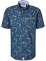 Pierre Cardin Short Sleeve Fantasy Overhemd Midden Blauw