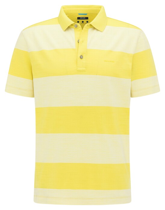 Pierre Cardin Silky Cotton Blockstripe Organic Cotton Poloshirt Flash Yellow