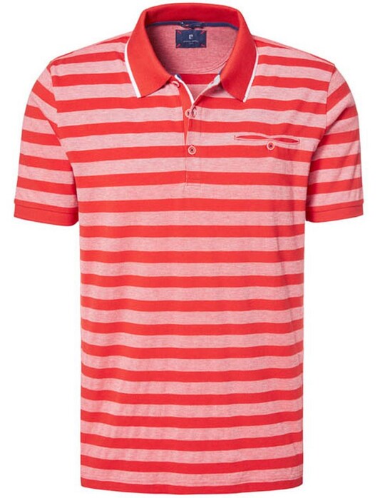 Pierre Cardin Striped Airtouch Pique Poloshirt Fire Red