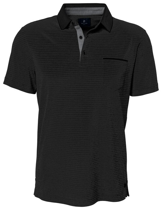 Pierre Cardin Supersoft Interlock Stripe Design Poloshirt Black