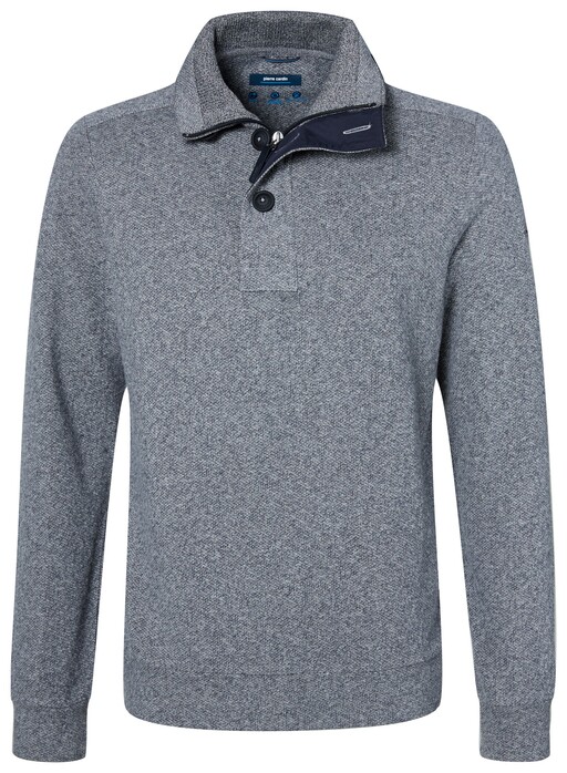 Pierre Cardin Sweat Button Zip Pullover Grey-Navy