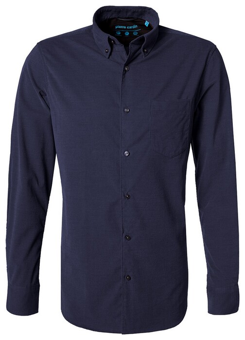 Pierre Cardin Uni Corduroy Button Down Overhemd Donker Blauw