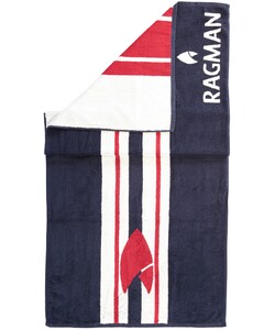 Ragman Bath Towel Striped Logo Badlaken Marine