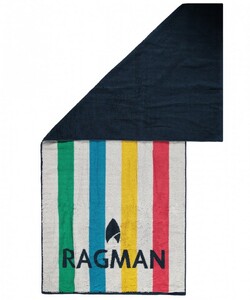 Ragman Beach Towel Striped Logo Badlaken White-Multi