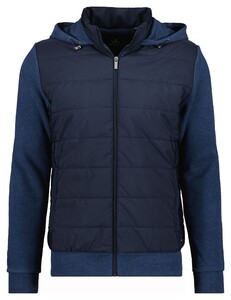 Ragman Cardigan Hoodie Nylon Front Dark Evening Blue