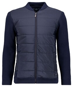 Ragman Cardigan Jacket Nylon Front College Collar Marine