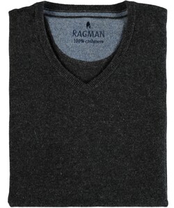Ragman Cashmere V-Neck Pullover Anthracite Grey