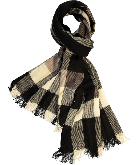 Ragman Checked Scarf Anthracite Grey