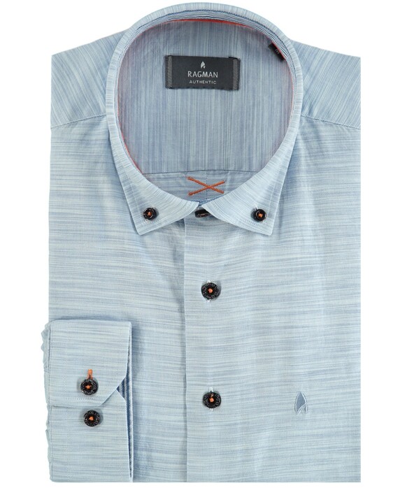Ragman Cotton Stripe Authentic Shirt Mid Blue