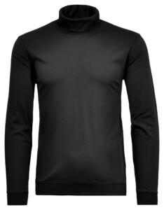 Ragman Fine Cotton Jersey Rollneck Shirt Long Sleeve Bottom Rib T-Shirt Black