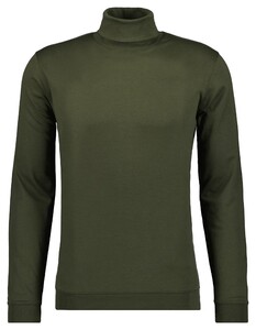 Ragman Fine Cotton Jersey Rollneck Shirt Long Sleeve Bottom Rib T-Shirt Dark Green