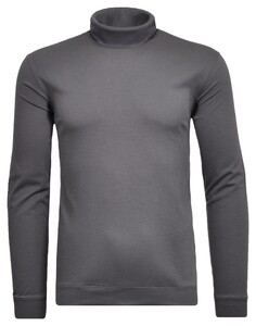 Ragman Fine Cotton Jersey Rollneck Shirt Long Sleeve Bottom Rib T-Shirt Slate