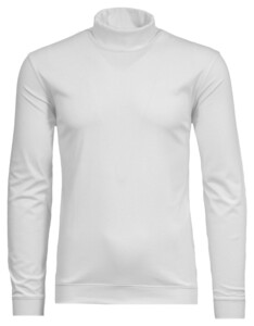 Ragman Fine Cotton Jersey Rollneck Shirt Long Sleeve Bottom Rib T-Shirt White