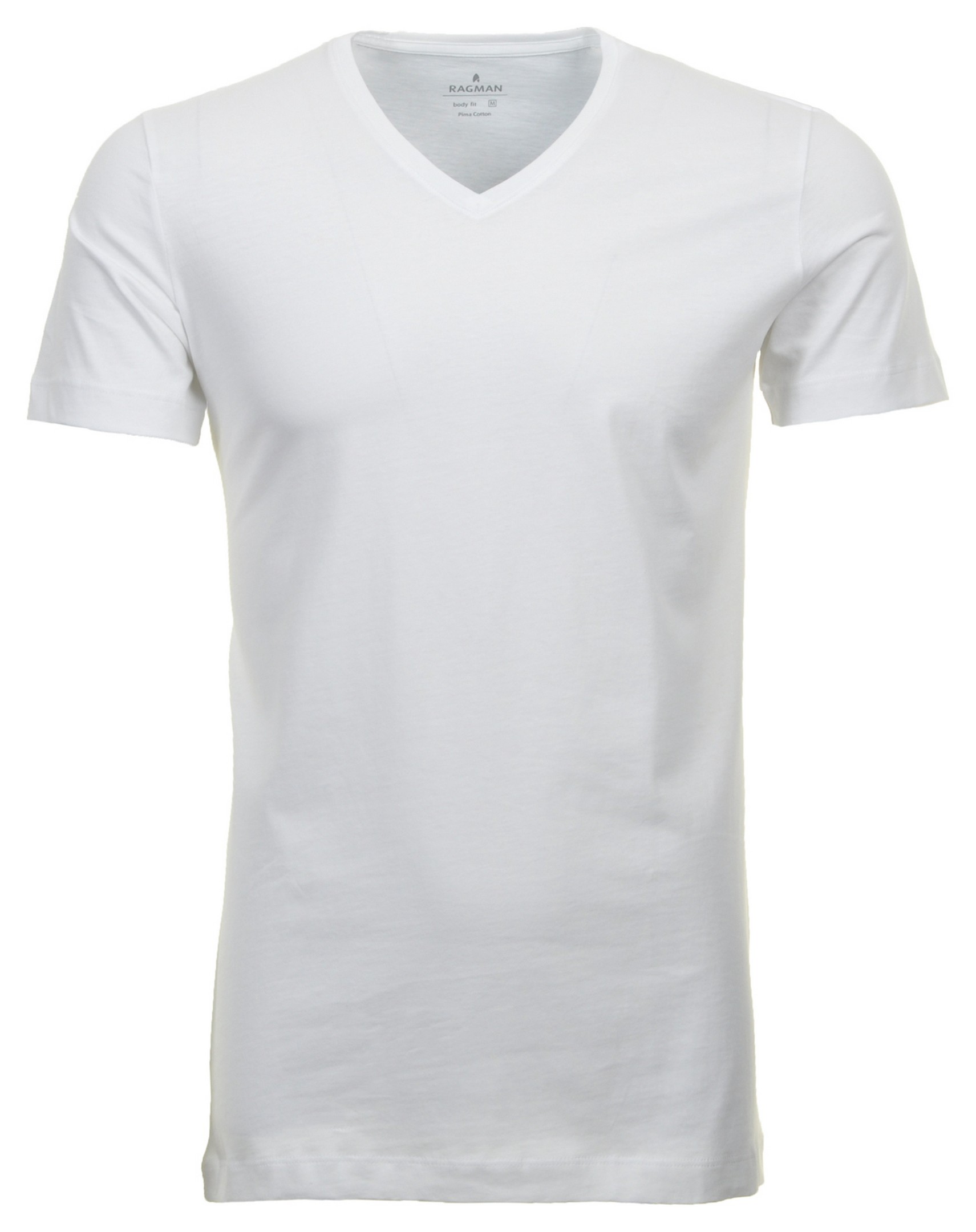 Ragman Fine Single Jersey V-Neck 2Pack Body Fit T-Shirt Wit