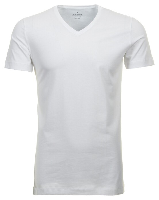Ragman Fine Single Jersey V-Neck 2Pack Body Fit T-Shirt Wit