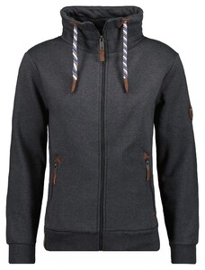 Ragman High Neck Drawstring Sweat Cardigan Zip Anthracite Grey