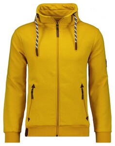 Ragman High Neck Drawstring Sweat Cardigan Zip Corn Yellow
