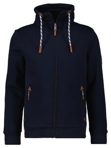 Ragman High Neck Drawstring Sweat Cardigan Zip Dark Evening Blue