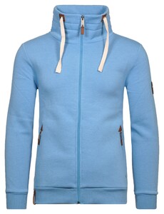 Ragman High Neck Drawstring Sweat Cardigan Zip Light Blue